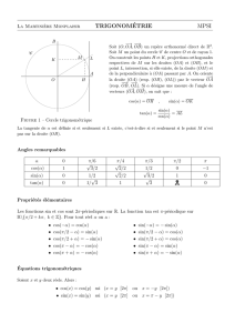 trigonométrie mpsi - MPSI La Martinière Monplaisir