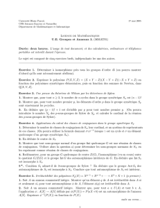 Licence de Mathématiques U.E. Groupes et Anneaux 2, (36MATS1