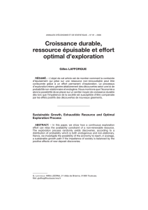 Croissance durable, ressource épuisable et effort optimal d`exploration