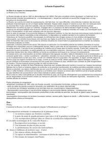 La Russie d`aujourd`hui. Plan : Pbmtq : Comment la Russie s`est