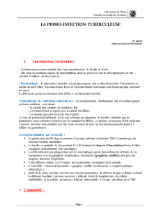 LA PRIMO-INFECTION TUBERCULEUSE