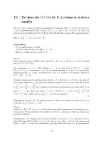 12 Entiers de Gauss et théor`eme des deux carrés