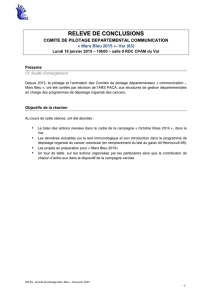 Compte-rendu comité de pilotage Var, 19 janvier 2015