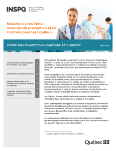 Maladie à virus Ebola : mesures de prévention et de contrôle pour