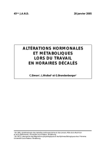 ALTÉRATIONS HORMONALES ET MÉTABOLIQUES LORS DU