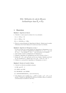 D34: Méthodes de calcul efficaces Arithmétique dans Fp et F2n