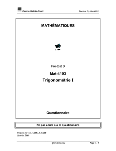 Trigonométrie I