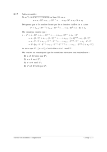 2.17 Soit a un entier. Si a s`écrit a a2 a1 a0 en base 10,ona: a = a r