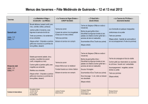Menus des tavernes – Fête Médiévale de Guérande – 12 et 13 mai