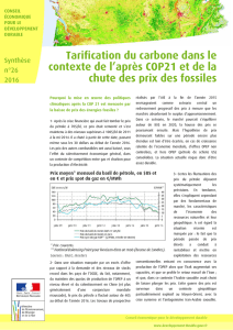 Tarification du carbone dans le contexte de l`après COP21 et de la