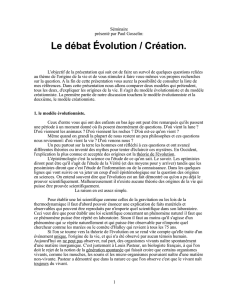 Le débat Évolution / Création.