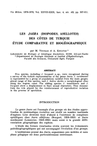 LES JAERA (ISOPODES, ASELLOTES) DES CÔTES DE TURQUIE