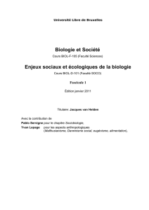 Biologie et Société Enjeux sociaux et écologiques de la biologie