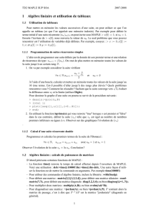 1 Algèbre linéaire et utilisation de tableaux