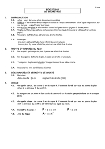 REVISIONS DE GEOMETRIE demi–droite : [Ax) segment de droite [AB]