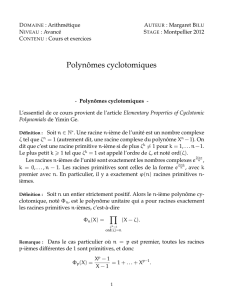 Polynômes cyclotomiques