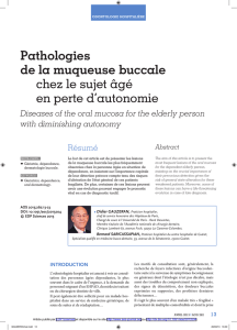 Pathologies de la muqueuse buccale chez le sujet âgé en perte d