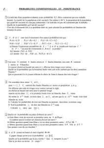 PROBABILITES CONDITIONNELLES ET INDEPENDANCE 1