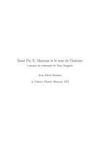 Saint Pie X, Maurras et le sens de l`histoire