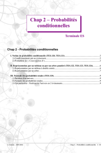 Chap 2 – Probabilités conditionnelles - Mathématiques 2015-2016