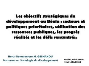 Les objectifs stratégiques du développement au Bénin