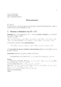 Déterminants 1 Formes n-linéaires sur E = Kn. - Arthur Lannuzel