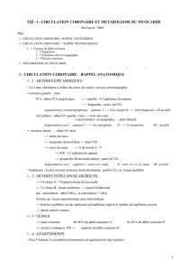 1 132 - I - CIRCULATION CORONAIRE ET METABOLISME DU