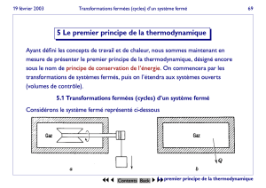 5 Le premier principe de la thermodynamique