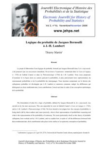 Logique du probable de Jacques Bernoulli à J.-H. Lambert