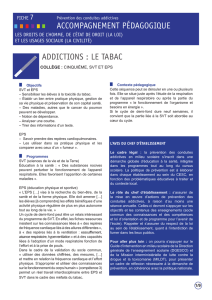 Addictions : le tabac - Ministère de l`éducation nationale