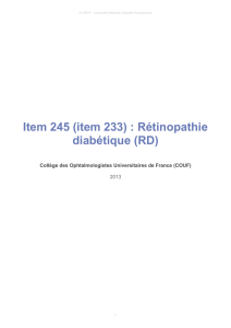 Item 245 (item 233) : Rétinopathie diabétique (RD)