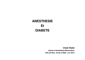 ANESTHESIE Et DIABETE - Extranets du CHU de Nice