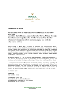 draft press release 29 august - Rolex Mentor and Protégé Arts Initiative