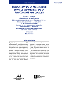 Utilisation de la méthadone dans le traitement de la