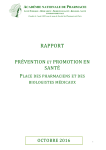 Prévention et promotion en santé. Place des pharmaciens et des