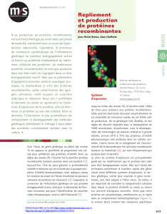 Repliement et production de protéines recombinantes - iPubli