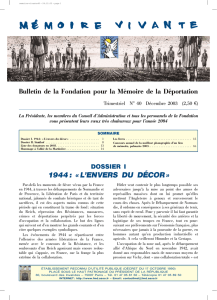 1944 : « L`envers du décor - Fondation pour la Mémoire de la
