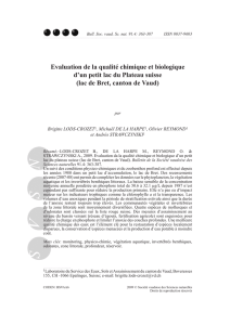 Evaluation de la qualité chimique et biologique d`un petit lac du