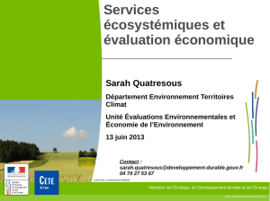 Services écosystémiques et évaluation économique