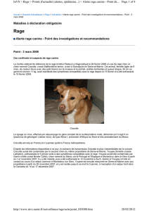 Maladies à déclaration obligatoire Alerte rage canine