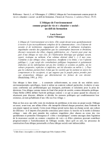 L`éthique de l`environnement comme projet de vie et « chantier