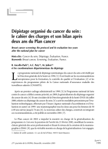 Dépistage organisé du cancer du sein : le cahier des