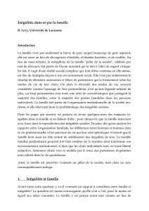 Inégalités dans et par la famille 1. Inégalités et famille