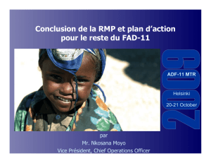 Conclusion de la RMP et plan d`action pour le reste du FAD-11