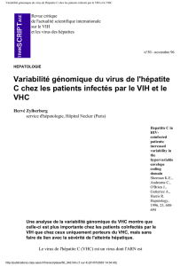 Variabilité génomique du virus de l`hépatite C chez les patients