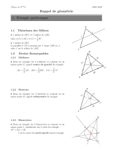 Rappel de géométrie 1. Triangle quelconque