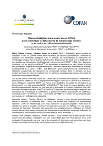 Alliance stratégique entre bioMérieux et COPAN pour automatiser