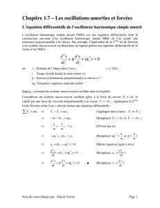 Chapitre 1.7 – Les oscillations amorties et forcées