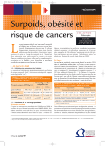 Surpoids, obésité et risque de cancers