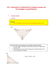 Ch 2 : Raisonner en utilisant des résultats connus sur les triangles et